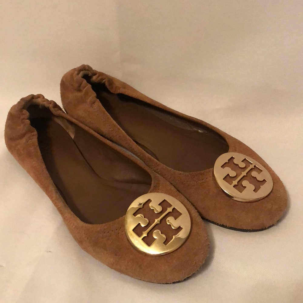 Tory Burch Minnie Flats Brown Suede